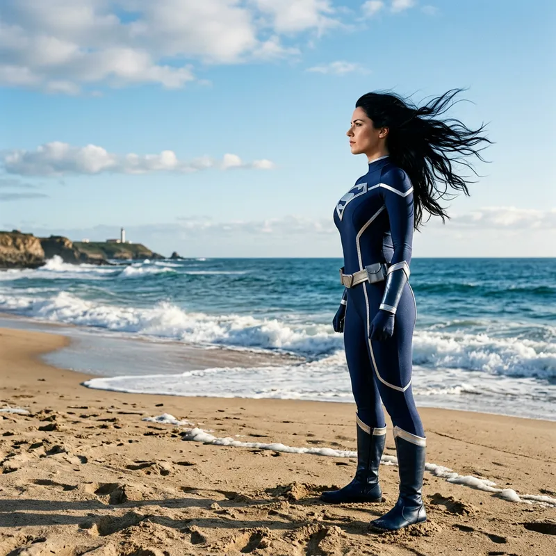 Female Superhero Gazing at the Sea | Empowerment Art
