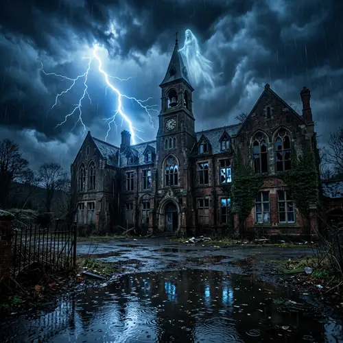 Eerie Abandoned School Haunted by Ghost in Storm