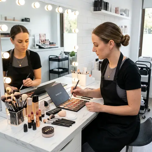 Professional Makeup Artist with Makeup Items