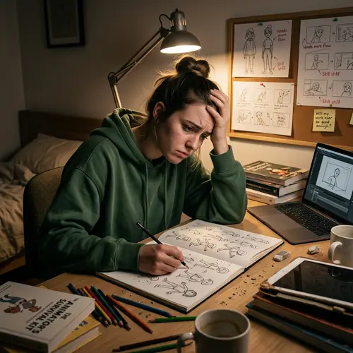 Introspective Scene of Self-Doubt in Sketching Practice