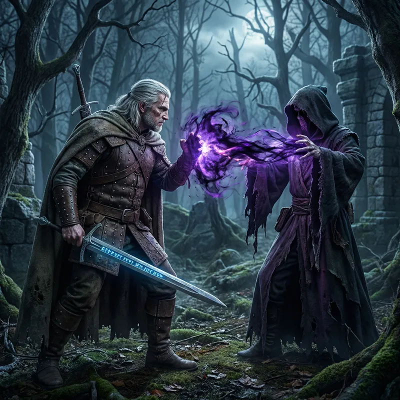 The Witcher 3 Battle: Geralt of Rivia vs. Malevolent Witch The Witcher 3 Battle: Geralt of Rivia vs. Malevolent Witch