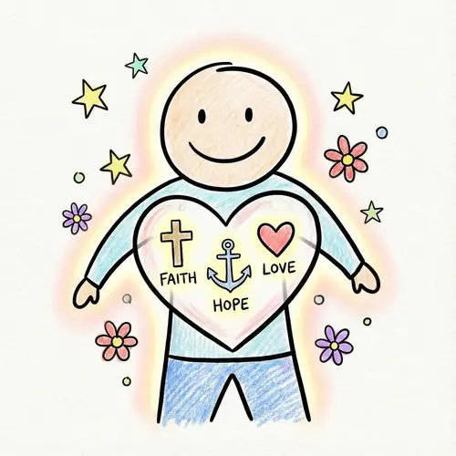 Easy-to-Draw Cartoon of Faith, Hope, and Love