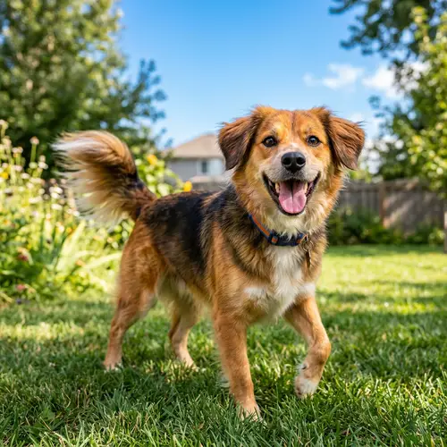 Playful Friendly Dog with Wagging Tail | Medium-sized Colorful Pet