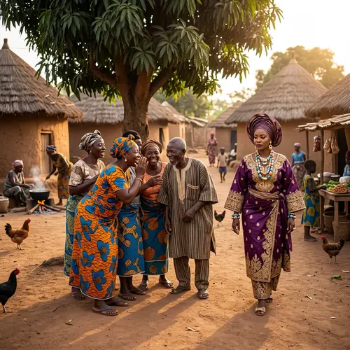 Vibrant African Village: Gossiping Villagers Mock Princess Lira