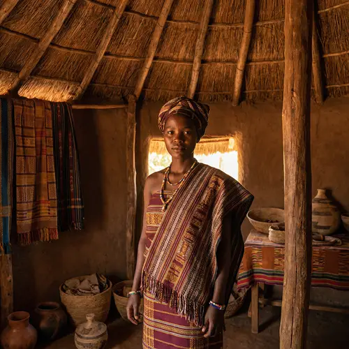 Beautiful African Princess in Traditional Attire | Village Hut Scene