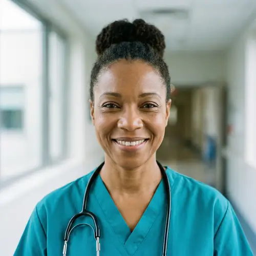 Professional Nurse Headshot with Caring Expression
