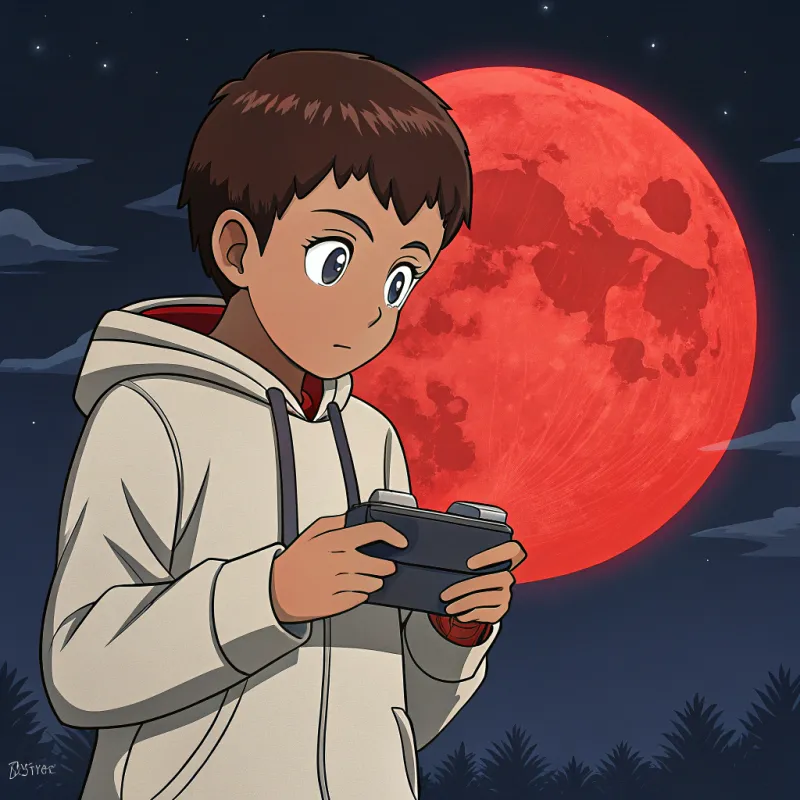 Anime Art of a Gamer Boy in Bold Colors