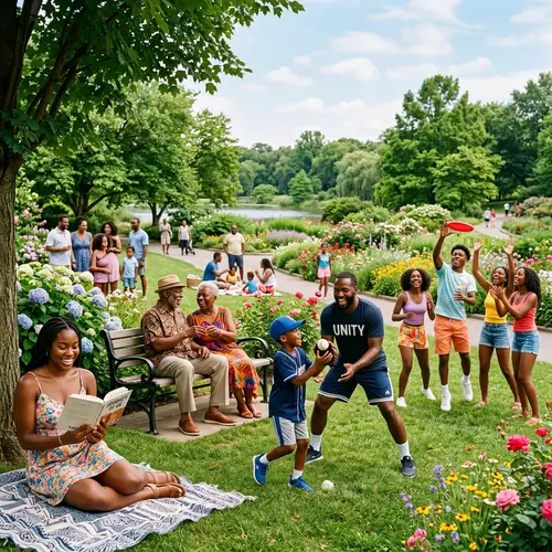 Vibrant Community of Happy Black People Enjoying Park Life