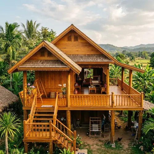 Traditional Phu Thai House | Golden Teak Wood, Two Terraces