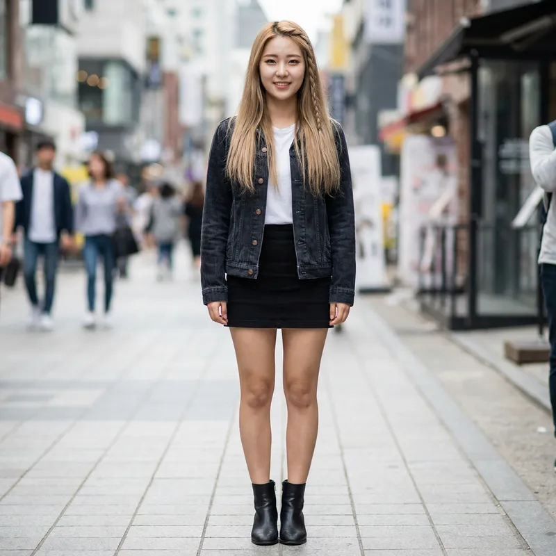 Stunning Korean Fashion: Bleached Hair & Mini Skirt Style