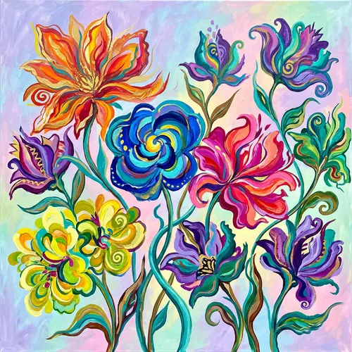 Vibrant Abstract Flowers in Striking Colors
