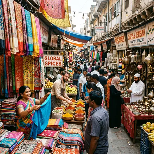 Vibrant Indian Street Market: Diverse Vendors & Aromas