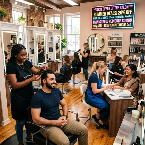 Diverse Unisex Salon: Stylish Hair & Beauty Services in a Vibrant Atmosphere