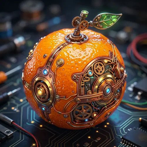 Futuristic Automated Orange | Vibrant Orange Hues & Metallic Accents