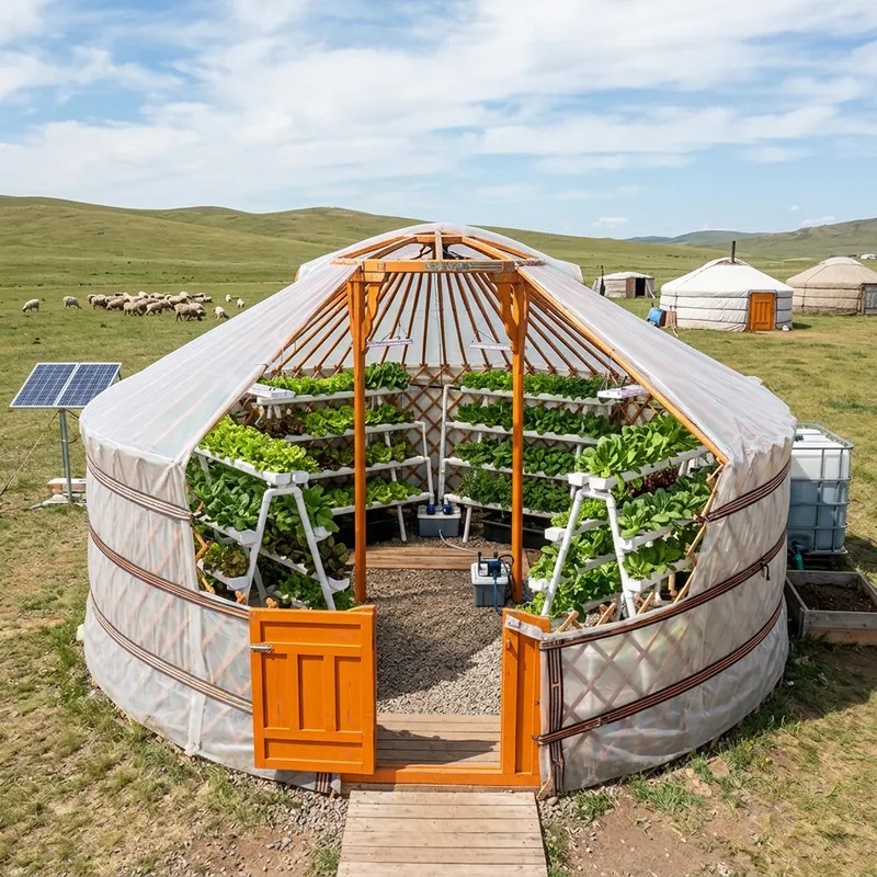 Mongolian Yurt Greenhouse for Hydroponic Vegetables