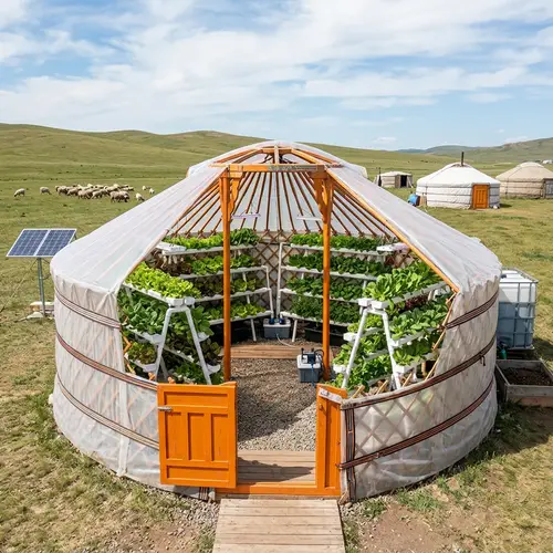 Mongolian Yurt Greenhouse for Hydroponic Vegetables