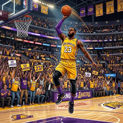Jordan 23 LeBron Los Angeles | Intense Basketball Game Illustration