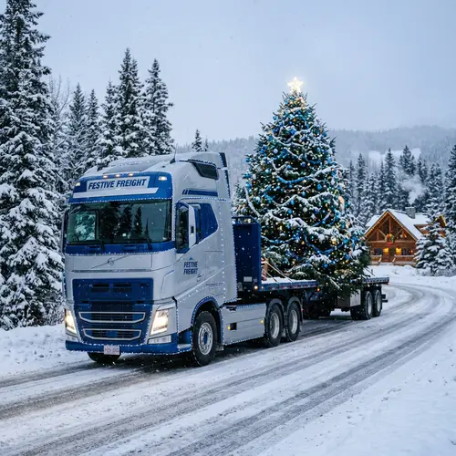 Modern Design Truck Carrying Christmas Tree | Festive Scene