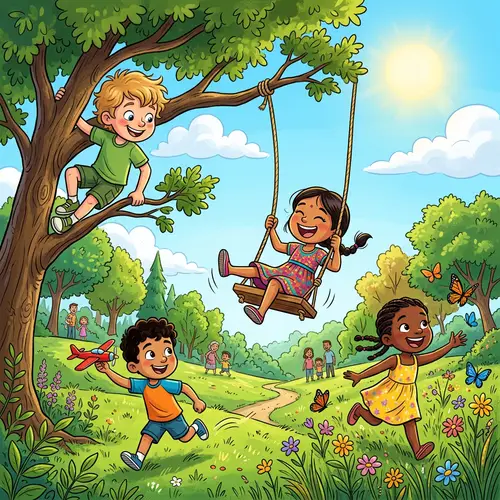 Outdoor Play Cartoon Style for Kids' Fun