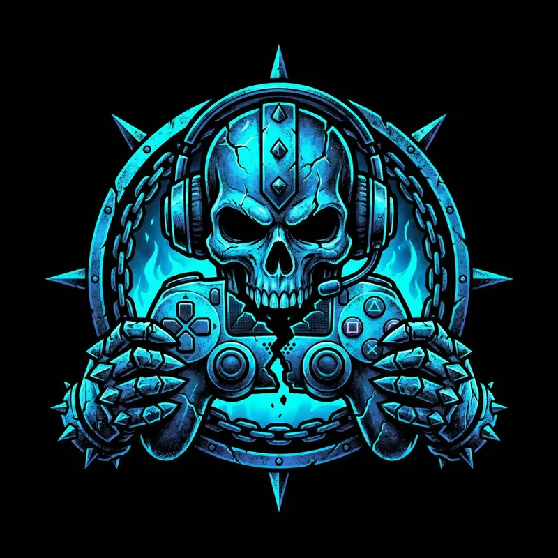 Brutal Gaming Logo Design | Neon Blue & Black