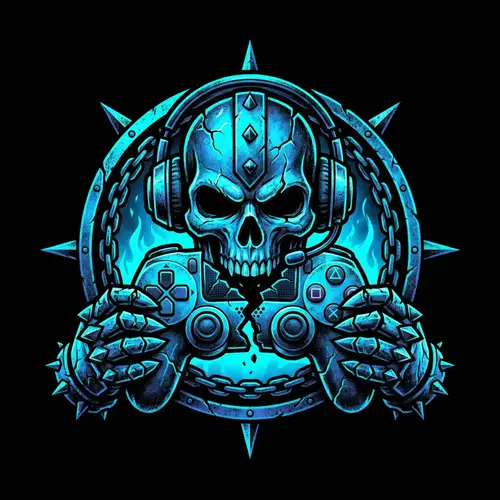 Brutal Gaming Logo Design | Neon Blue & Black