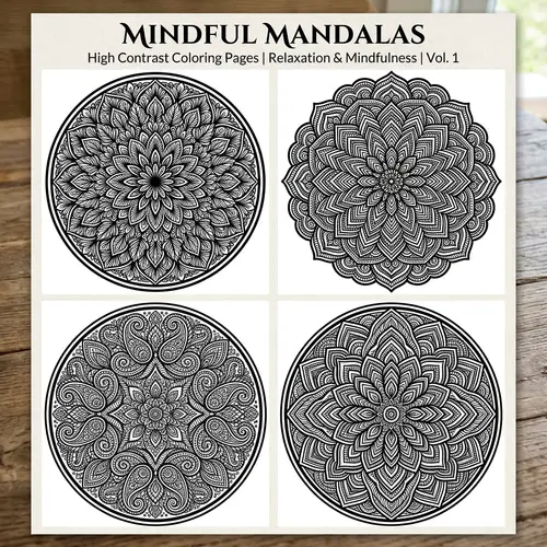 Intricate Mandala Coloring Pages for Relaxation | Digital Vector Illustrations