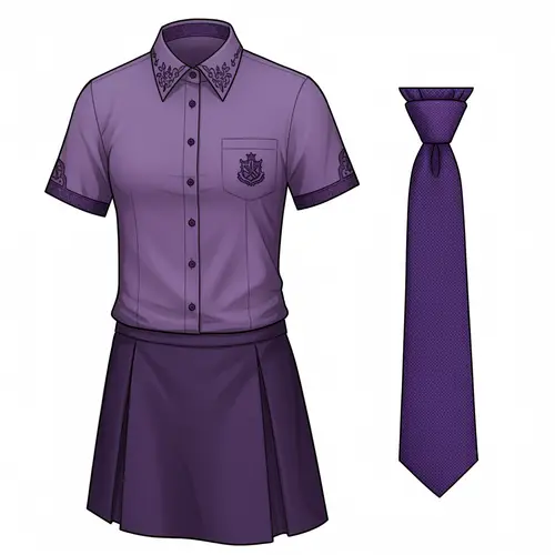 Unique Purple School Uniform with Button Shirt