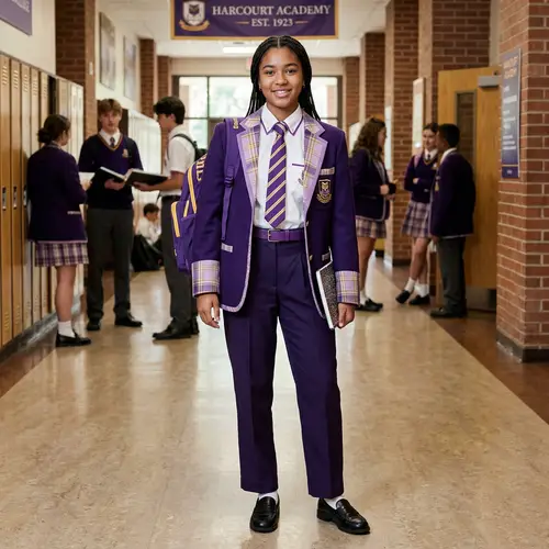 Unique Purple School Uniform with Button Shirt