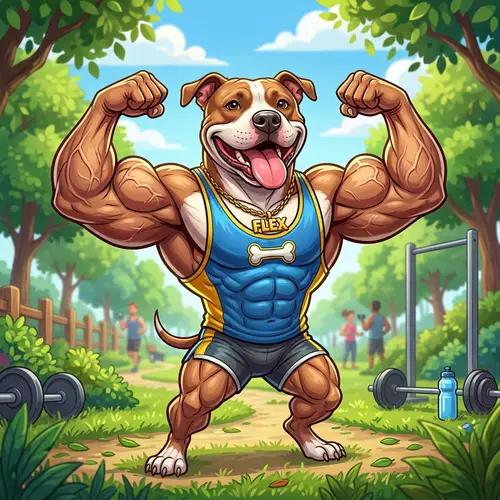 Muscular Dog with Biceps: A Cartoon Hero