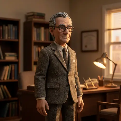 60-Year-Old Male Professor in Claymation Style