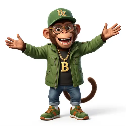 Stylish Monkey in Green Jacket and Glasses