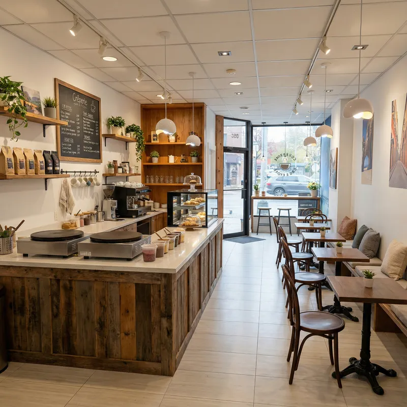 Crêperie Café Design Ideas and Renderings
