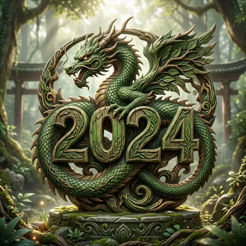 2024 Wooden Green Dragon | Unique Symbolic Artwork