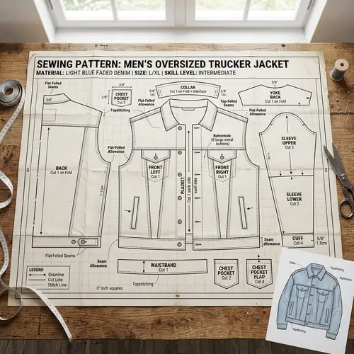 Men's Oversized Trucker Jacket Sewing Pattern