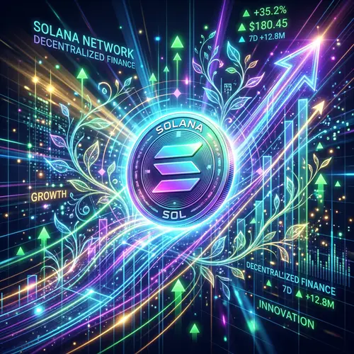 Solana Cryptocurrency Art: Rising Price Chart Illustration