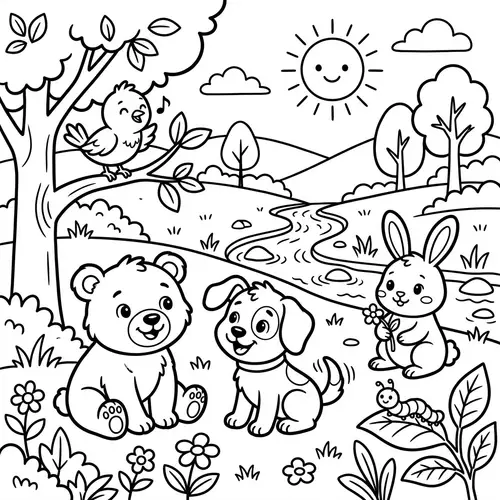 Children's Coloring Book with Cute Animals for Ages 3-5