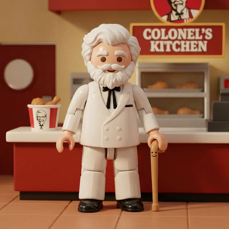 Colonel Sanders Character in Toy Story Animation Style | KFC Founder