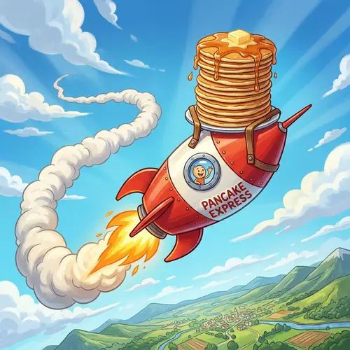 Flying Pancakes on Rocket - Delicious Breakfast Scene
