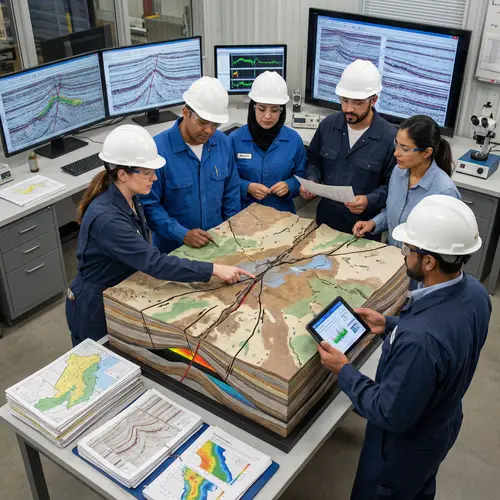 Diverse Team of Engineers Constructing 3D Geological Model