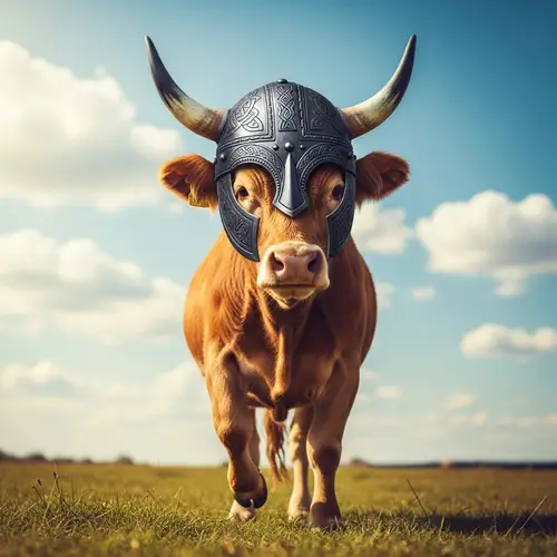 Cute Viking Bull Walking on Hind Legs