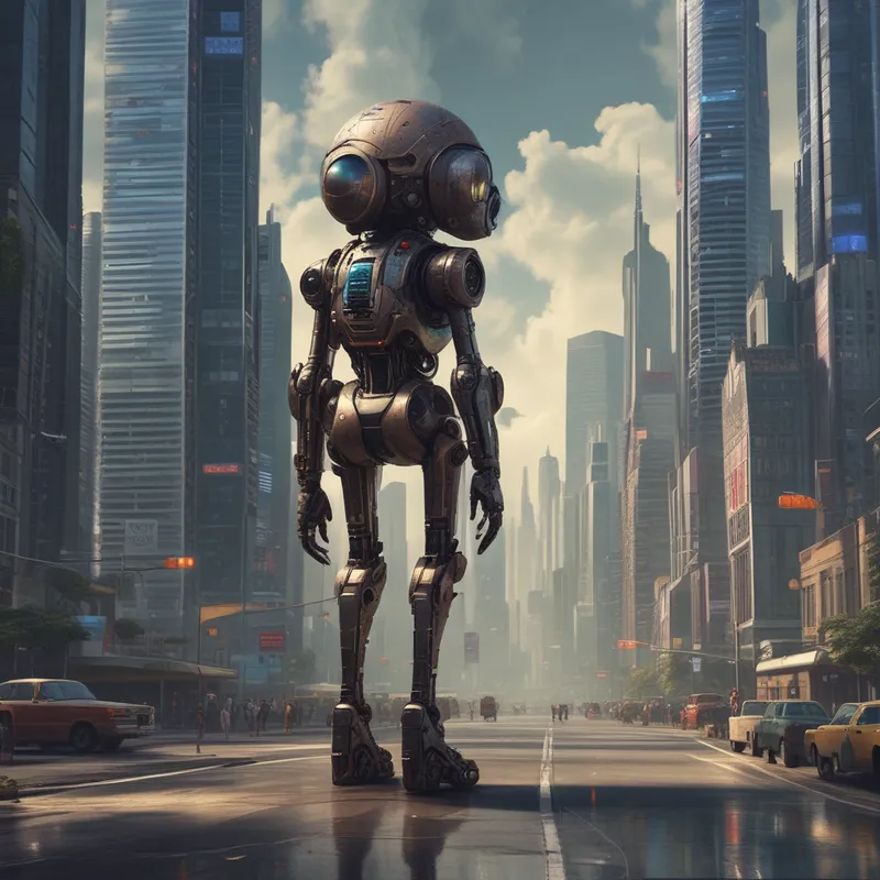 Afro Droid in Cyberpunk Skyscraper Afro Droid in Cyberpunk Skyscraper