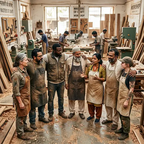 Multicultural Carpentry Collaboration in Vibrant India Workshop