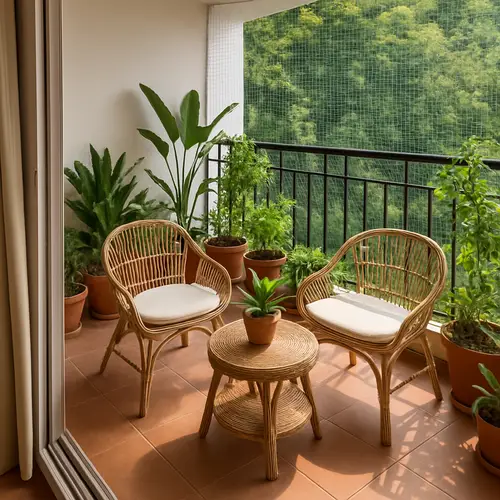 Aesthetic Balcony Chairs and Plants Ideas
