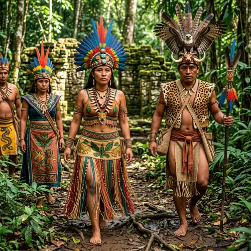 Ancient Jungle Civilization Clothing: Vibrant Colors & Nature Motifs