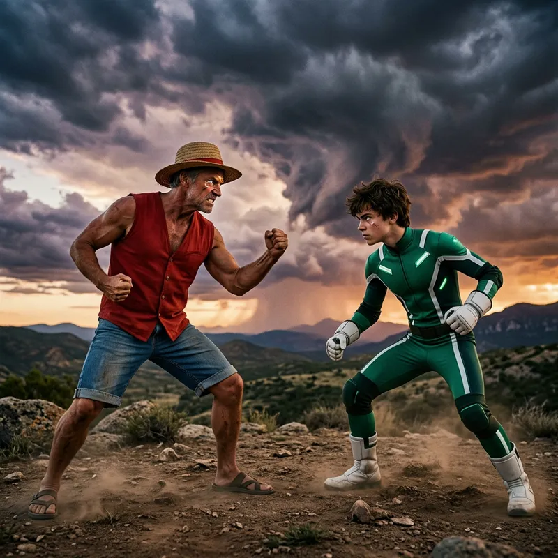 Epic Showdown: Luffy vs Deku - Battle-Ready Stance