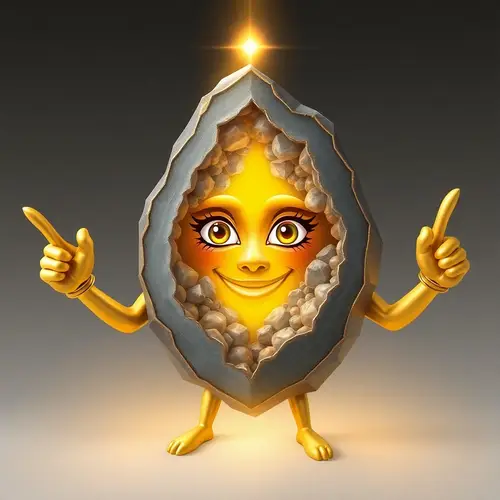 Golden Grey Geode with Winking Face