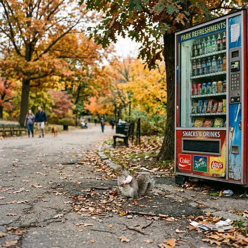 Squirrel with Broken Limb at Park Vending Machine