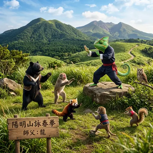 Chameleon Teaches Wing Chun on Yangmingshan Grassland