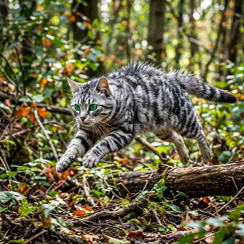 Energetic Cat in Action: Strength and Vitality