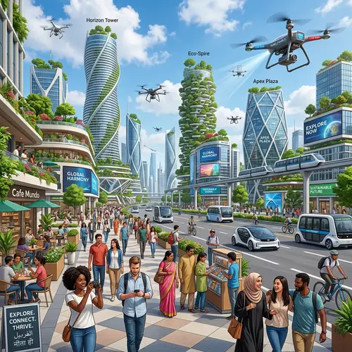 Worldly Exploration in 21st Century Cityscape: Diverse and Innovative Scene